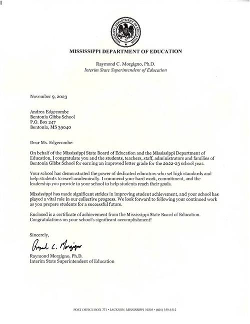 Improved Letter Grade from 21-22 School Year